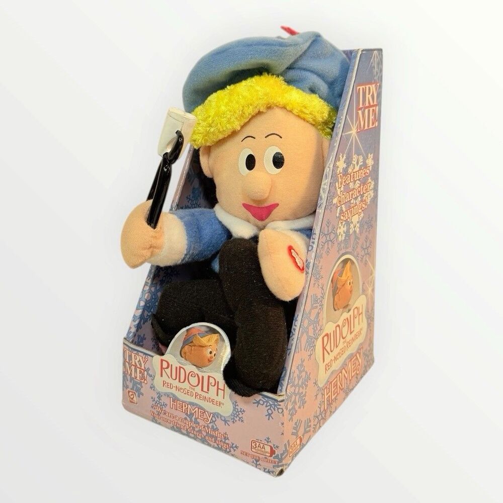 NEW Gemmy Plush Animated Rudolph HERMEY Figure Talking Singing 2007 *Works*